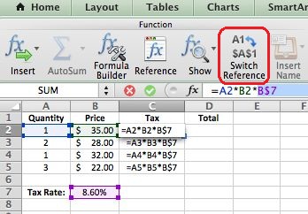 replace a cell reference in excel for mac